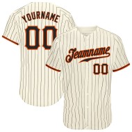 Authentisches Custom Baseball Trikot Nadelstreifen Creme Schwarz Schwarz-Orange