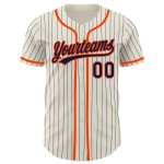 Baseball Authentic Jersey Creme Navy Nadelstreifen Orange Custom