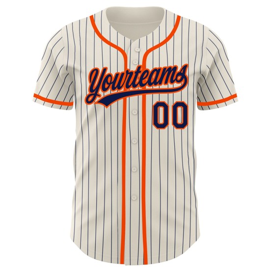 Baseball Authentic Jersey Creme Navy Nadelstreifen Orange Custom