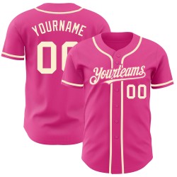 Jersey Authentic Custom Creme Baseball Rosa