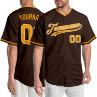 Baseball Braun Trikot Custom Gold-Weiß Authentic