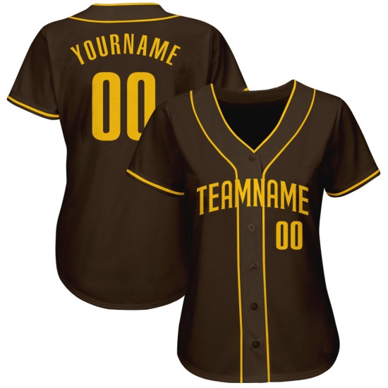 Jersey Gold Benutzerdefinierte Authentic Baseball Braun