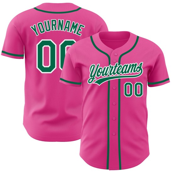 Kelly Custom Jersey Grün-Weiß Authentic Baseball Pink