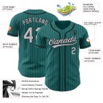 Teal Grau Baseball Nadelstreifen Jersey Schwarz Authentic Custom