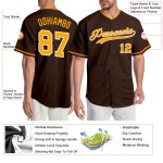 Baseball Braun Trikot Custom Gold-Weiß Authentic
