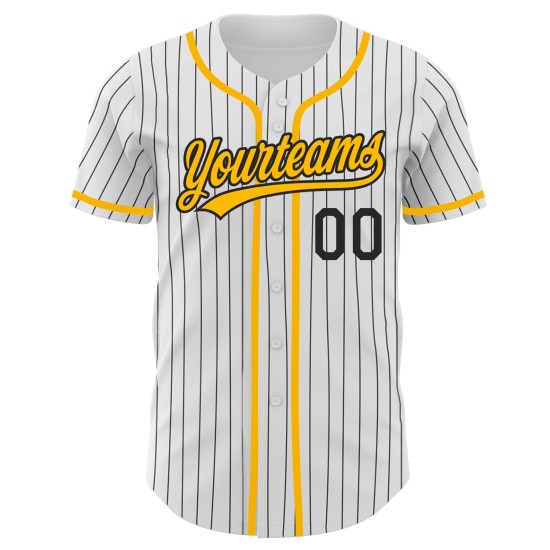 Benutzerdefinierte authentische Jersey Gold Nadelstreifen weiß Baseball schwarz