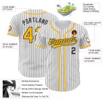 Benutzerdefinierte authentische Jersey Gold Nadelstreifen weiß Baseball schwarz