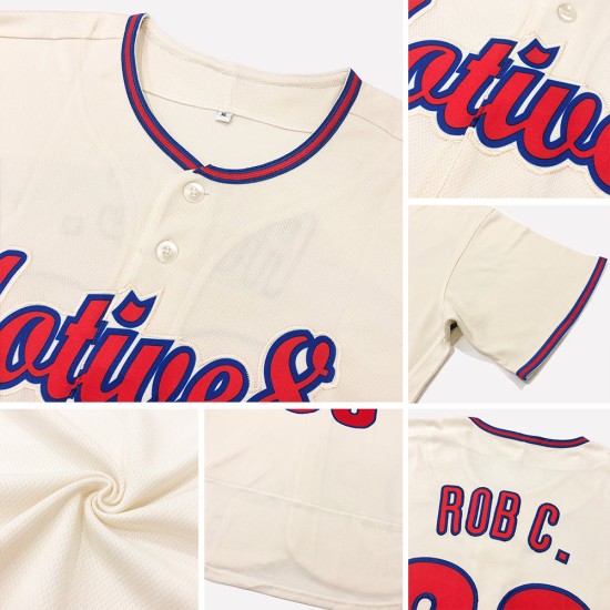 Custom Jersey Creme Rot-Marine Baseball