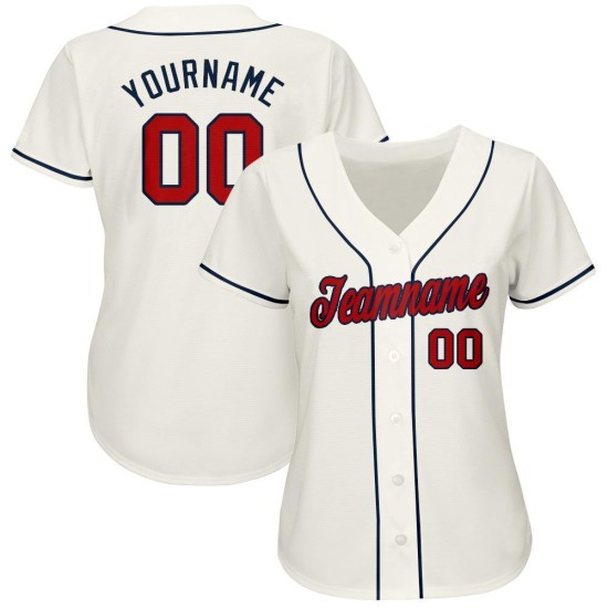Custom Jersey Creme Rot-Marine Baseball