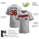 Grau Rot-Schwarz Custom Baseball Jersey Authentic
