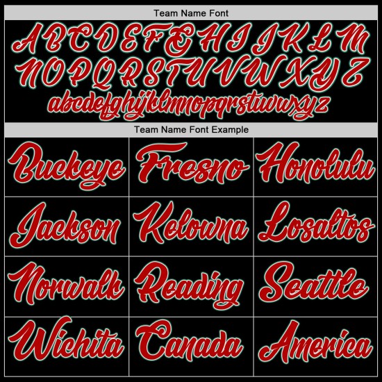 Authentisches schwarzes Custom-Trikot, grün-rot, Kelly Baseball