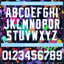 Damen Jersey Splashes Cropped V-Ausschnitt Custom Graffiti Blau Muster 3D Weiß-Licht Baseball