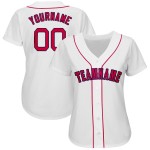 Custom Baseball Jersey Weiß Rot-Marine