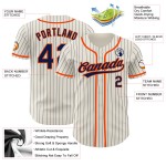 Baseball Authentic Jersey Creme Navy Nadelstreifen Orange Custom