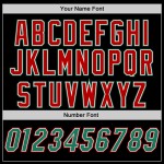 Authentisches schwarzes Custom-Trikot, grün-rot, Kelly Baseball