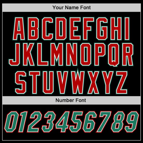 Authentisches schwarzes Custom-Trikot, grün-rot, Kelly Baseball