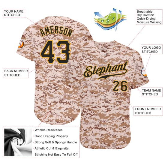 Schwarz-Gold Salute To Custom Jersey Camo Baseball Authentic Service