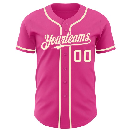 Jersey Authentic Custom Creme Baseball Rosa