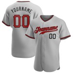 Grau Rot-Schwarz Custom Baseball Jersey Authentic