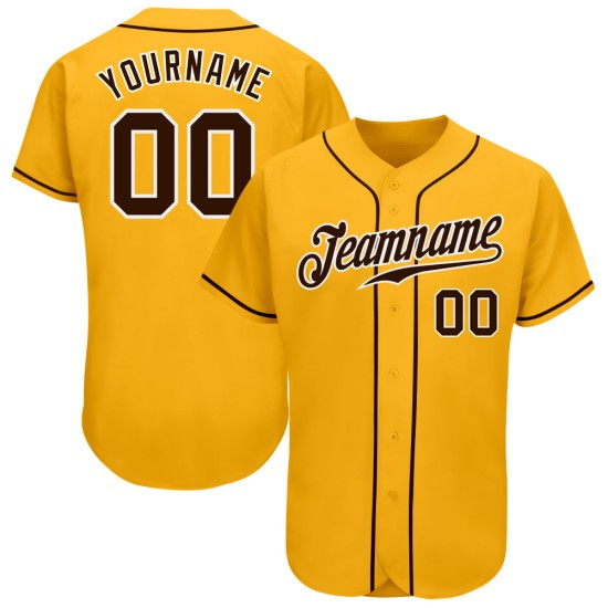 Custom Jersey Braun-Weiß Baseball Authentic Gold