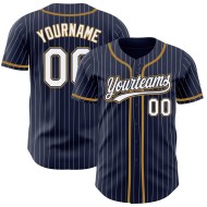 Custom Jersey Navy Weiß-Old Authentic Weiß Gold Baseball Nadelstreifen
