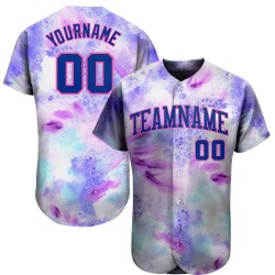 Krawatten-Trikot Royal-Pink Custom Authentic Baseball 3D Dye